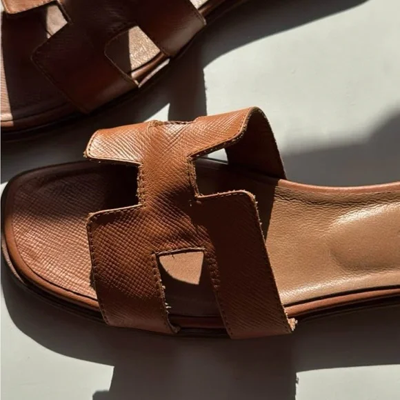 Brown Leather Women's Sandals - Picture 2 of 2
